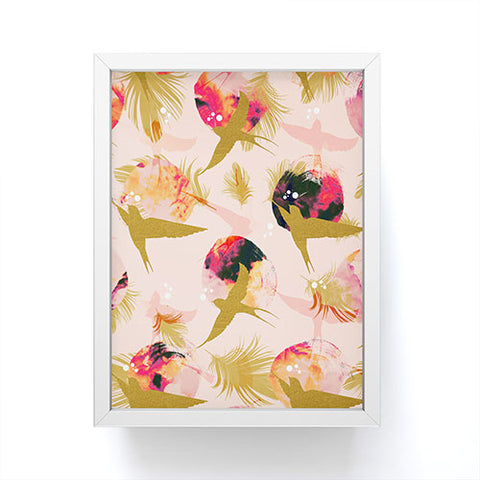 Marta Barragan Camarasa Bird flying with sunset and feathers Framed Mini Art Print