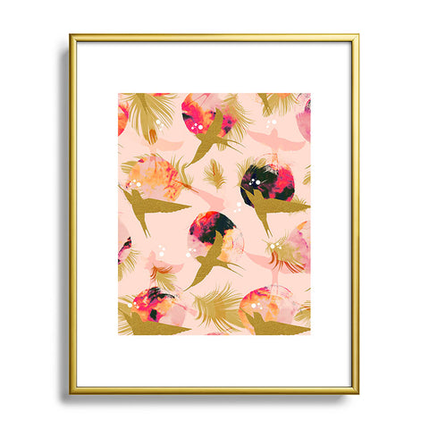 Marta Barragan Camarasa Bird flying with sunset and feathers Metal Framed Art Print