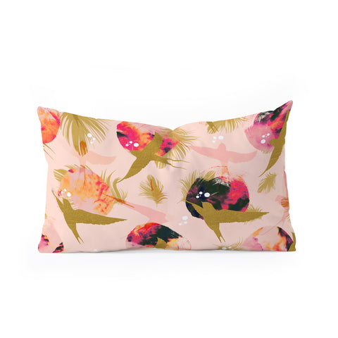 Marta Barragan Camarasa Bird flying with sunset and feathers Oblong Throw Pillow