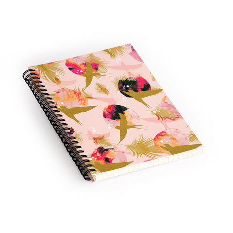 Marta Barragan Camarasa Bird flying with sunset and feathers Spiral Notebook