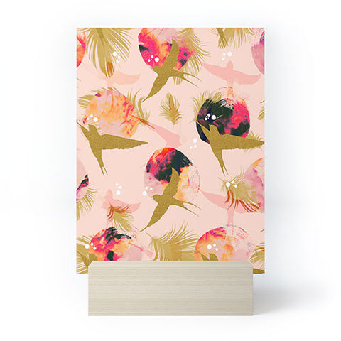 Marta Barragan Camarasa Bird flying with sunset and feathers Mini Art Print