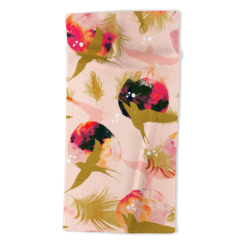 Marta Barragan Camarasa Bird flying with sunset and feathers Beach Towel
