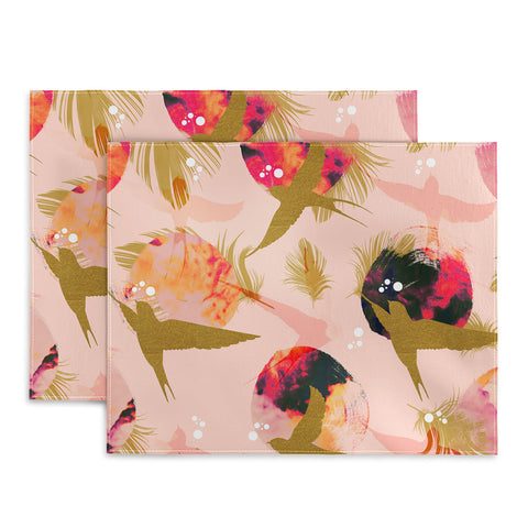 Marta Barragan Camarasa Bird flying with sunset and feathers Placemat