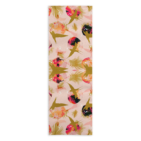 Marta Barragan Camarasa Bird flying with sunset and feathers Yoga Towel