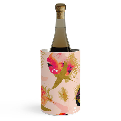 Marta Barragan Camarasa Bird flying with sunset and feathers Wine Chiller