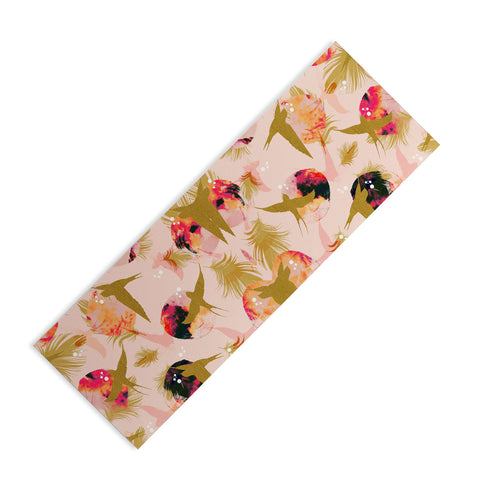 Marta Barragan Camarasa Bird flying with sunset and feathers Yoga Mat