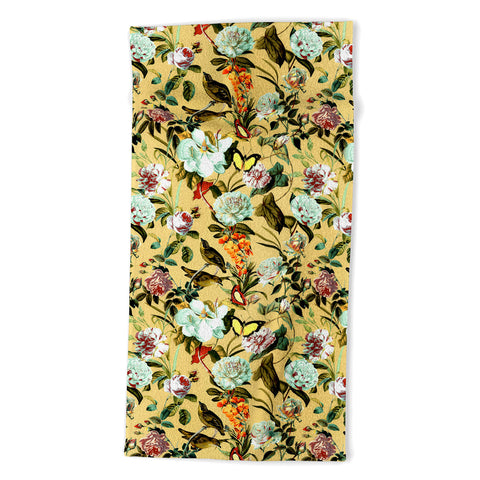 Marta Barragan Camarasa Birds in floral bouquets Beach Towel