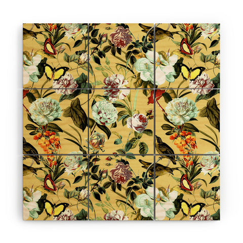 Marta Barragan Camarasa Birds in floral bouquets Wood Wall Mural