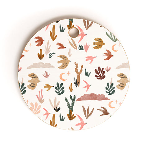 Marta Barragan Camarasa Birds in the desert Cutting Board Round