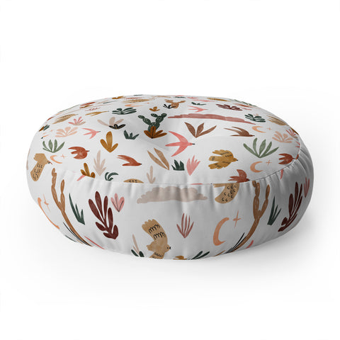 Marta Barragan Camarasa Birds in the desert Floor Pillow Round