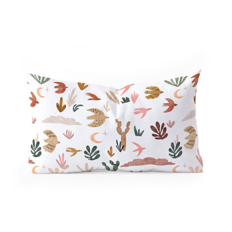 Marta Barragan Camarasa Birds in the desert Oblong Throw Pillow