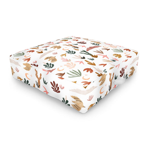 Marta Barragan Camarasa Birds in the desert Outdoor Floor Cushion