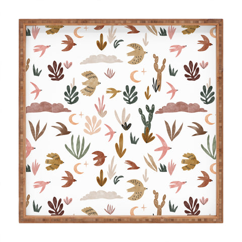 Marta Barragan Camarasa Birds in the desert Square Tray