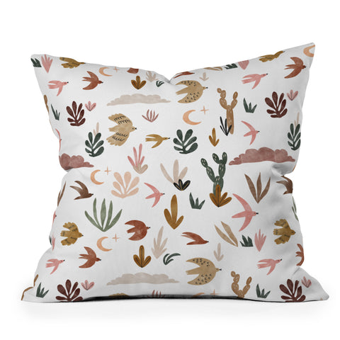 Marta Barragan Camarasa Birds in the desert Throw Pillow