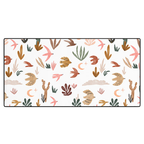 Marta Barragan Camarasa Birds in the desert Desk Mat