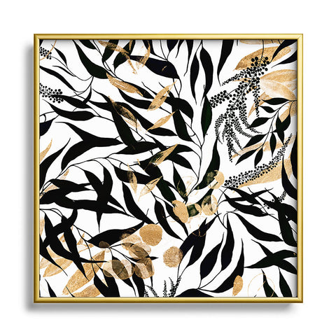 Marta Barragan Camarasa Black and gold nature Metal Square Framed Art Print