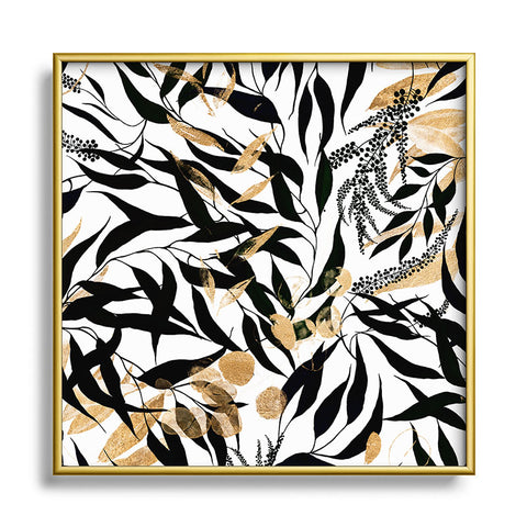 Marta Barragan Camarasa Black and gold nature Metal Square Framed Art Print