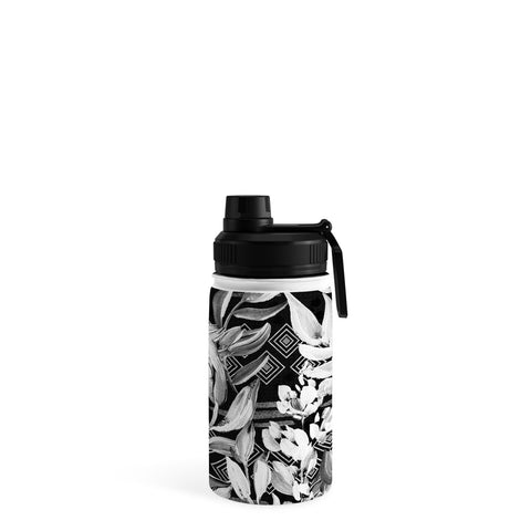 Marta Barragan Camarasa Black and white plants with geometric Water Bottle