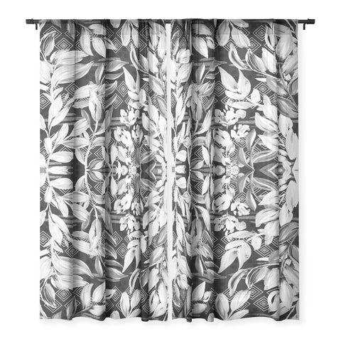 Marta Barragan Camarasa Black and white plants with geometric Sheer Non Repeat