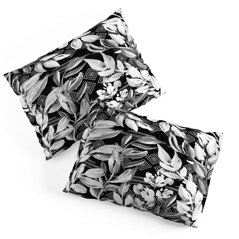 Marta Barragan Camarasa Black and white plants with geometric Pillow Shams