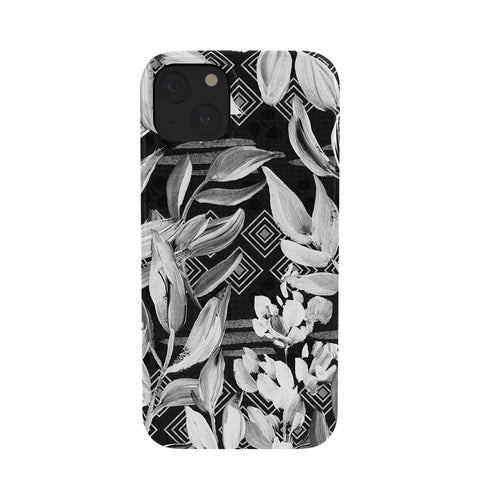Marta Barragan Camarasa Black and white plants with geometric Phone Case