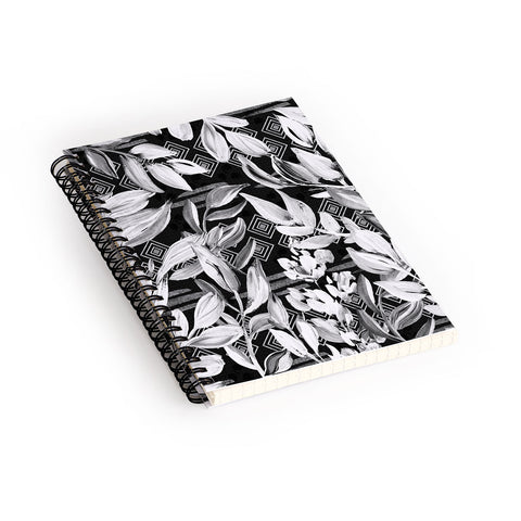 Marta Barragan Camarasa Black and white plants with geometric Spiral Notebook