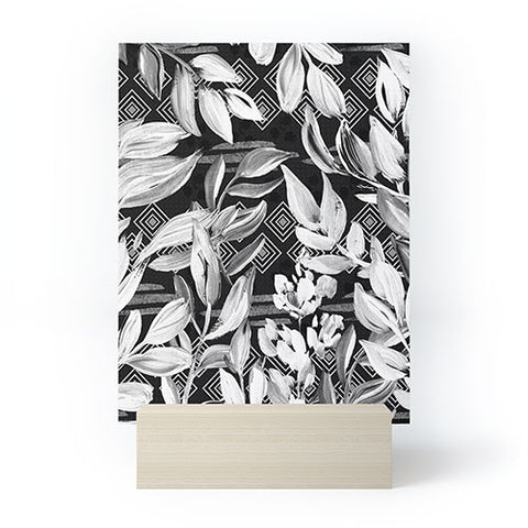 Marta Barragan Camarasa Black and white plants with geometric Mini Art Print