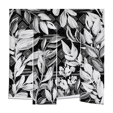 Marta Barragan Camarasa Black and white plants with geometric Wall Mural