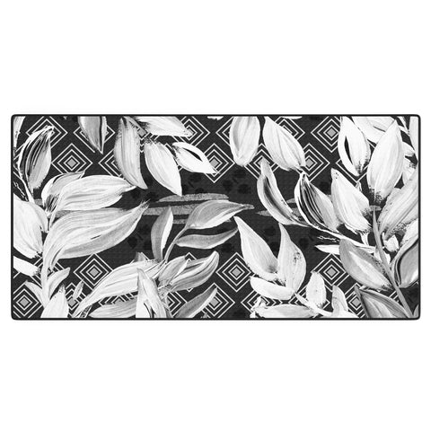 Marta Barragan Camarasa Black and white plants with geometric Desk Mat