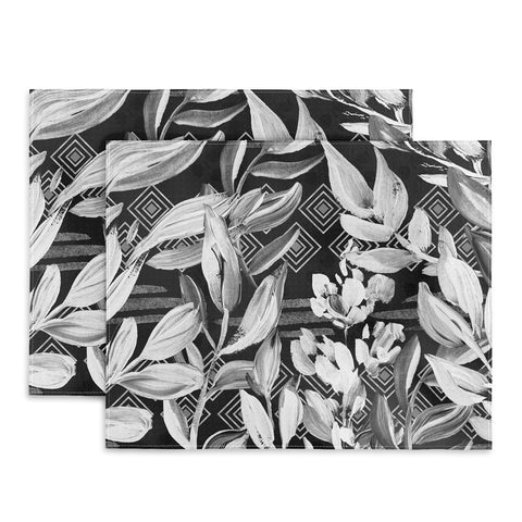 Marta Barragan Camarasa Black and white plants with geometric Placemat
