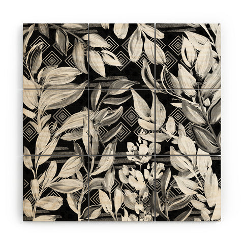 Marta Barragan Camarasa Black and white plants with geometric Wood Wall Mural