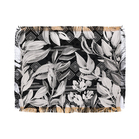 Marta Barragan Camarasa Black and white plants with geometric Throw Blanket