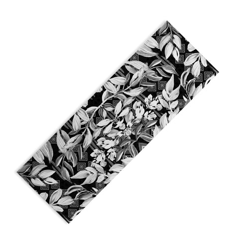 Marta Barragan Camarasa Black and white plants with geometric Yoga Mat