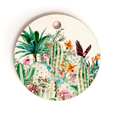 Marta Barragan Camarasa Blooming in the cactus Cutting Board Round