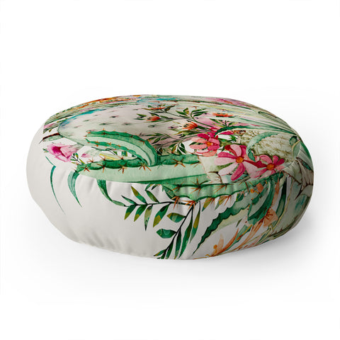 Marta Barragan Camarasa Blooming in the cactus Floor Pillow Round