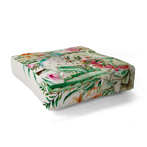 Marta Barragan Camarasa Blooming in the cactus Floor Pillow Square