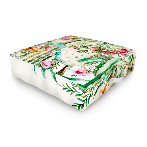Marta Barragan Camarasa Blooming in the cactus Outdoor Floor Cushion