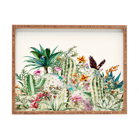 Marta Barragan Camarasa Blooming in the cactus Rectangular Tray