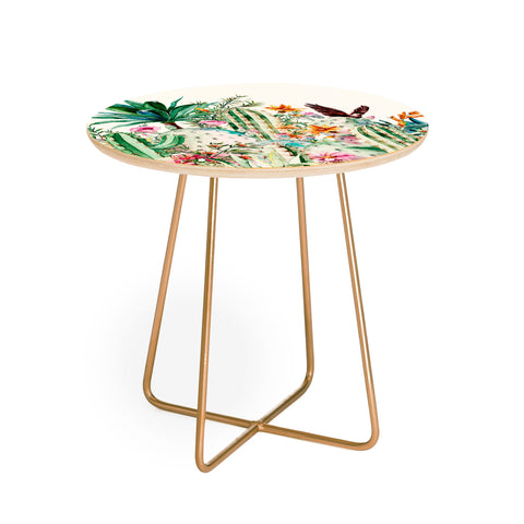 Marta Barragan Camarasa Blooming in the cactus Round Side Table