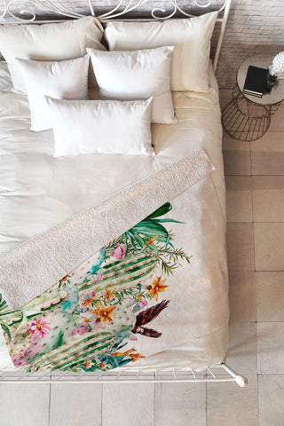 Marta Barragan Camarasa Blooming in the cactus Fleece Throw Blanket