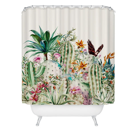 Marta Barragan Camarasa Blooming in the cactus Shower Curtain