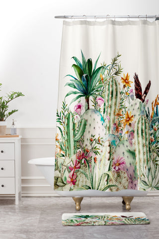 Marta Barragan Camarasa Blooming in the cactus Shower Curtain And Mat