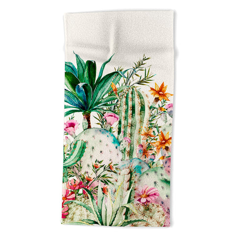 Marta Barragan Camarasa Blooming in the cactus Beach Towel