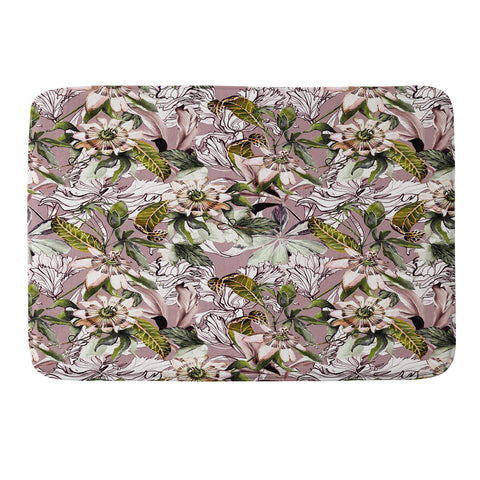 Marta Barragan Camarasa Blooming wild botanical paradise Memory Foam Bath Mat
