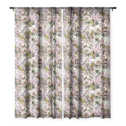 Marta Barragan Camarasa Blooming wild botanical paradise Sheer Window Curtain