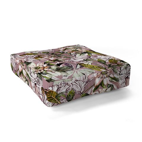 Marta Barragan Camarasa Blooming wild botanical paradise Floor Pillow Square