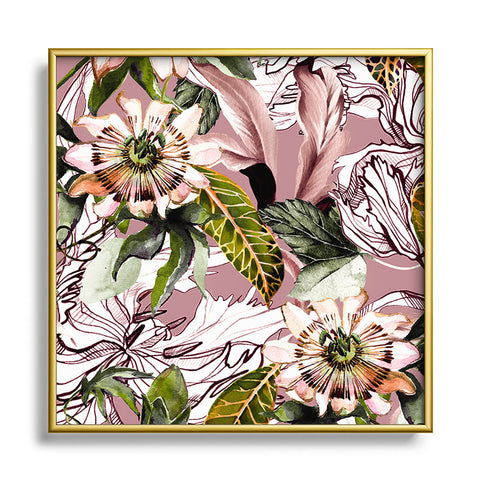 Marta Barragan Camarasa Blooming wild botanical paradise Square Metal Framed Art Print