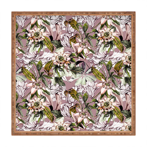 Marta Barragan Camarasa Blooming wild botanical paradise Square Tray