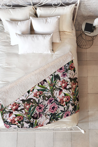 Marta Barragan Camarasa Blooms garden vintage Fleece Throw Blanket