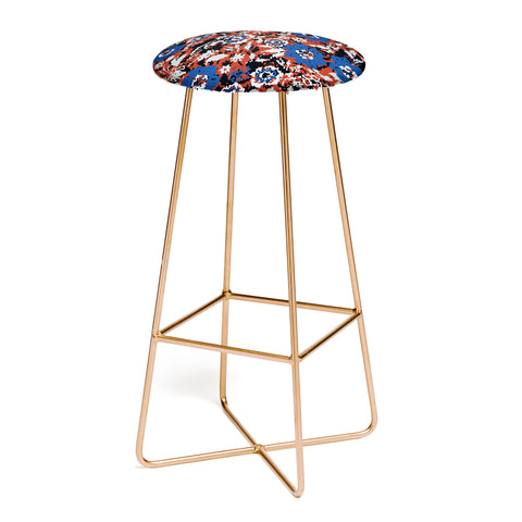 Marta Barragan Camarasa Blue flower stained glass Bar Stool